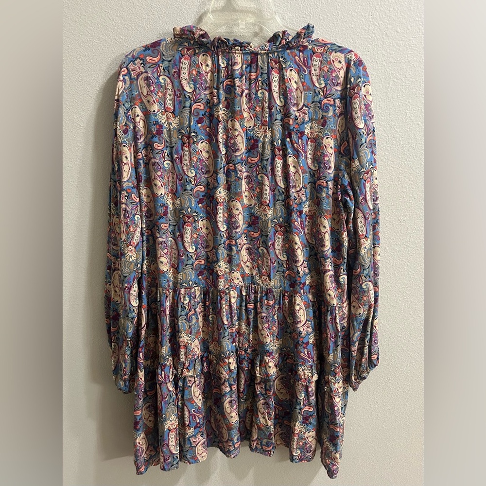 Easel Bohemian Mini Dress Size L Babydoll Style Paisley Western Festival Concert - Picture 3 of 9